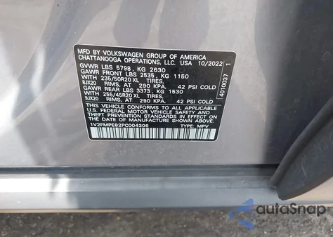 2023 Volkswagen Id.4 Pro S/Pro S Plus из США, поврежденный, VIN 1V2FMPE82PC004306